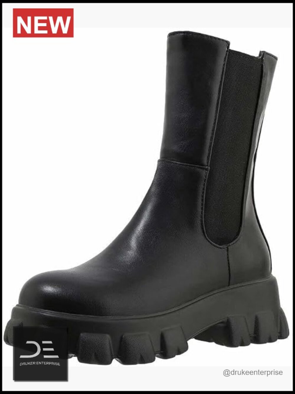 Women's Chelsea Ankle Platform Booties Chunky Heel Zip
